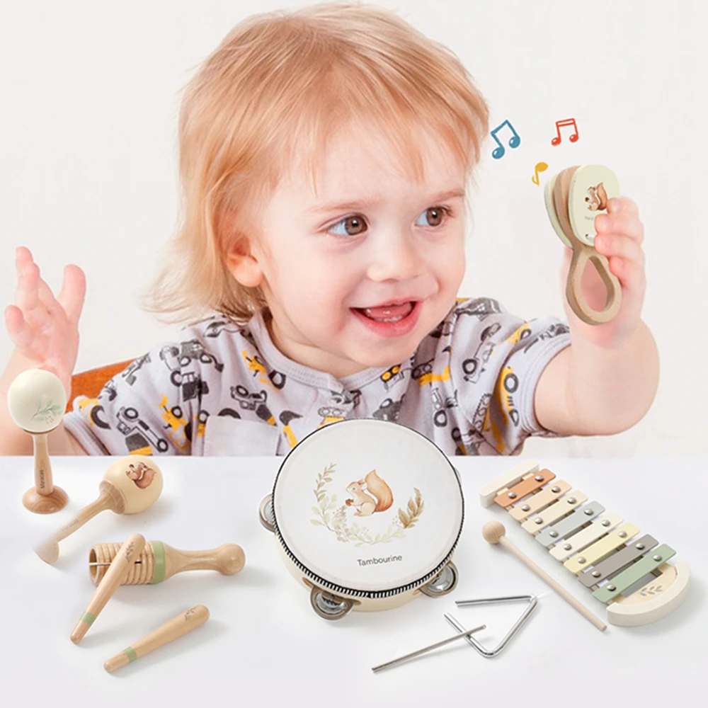 Kids Wooden Montessori Toys Musical Instruments Toys Wooden Squirrel Percussion Instruments Preschool Puzzle Educational Toys 4