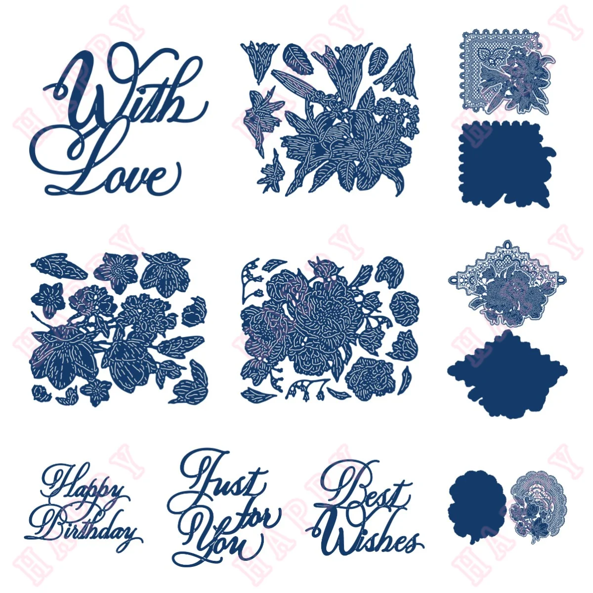 

Metal Cutting Dies Emotion Words With Different Flower Scrapbook Envelope Paper Craft Embossing Handmade Knife Mould Blade Punch