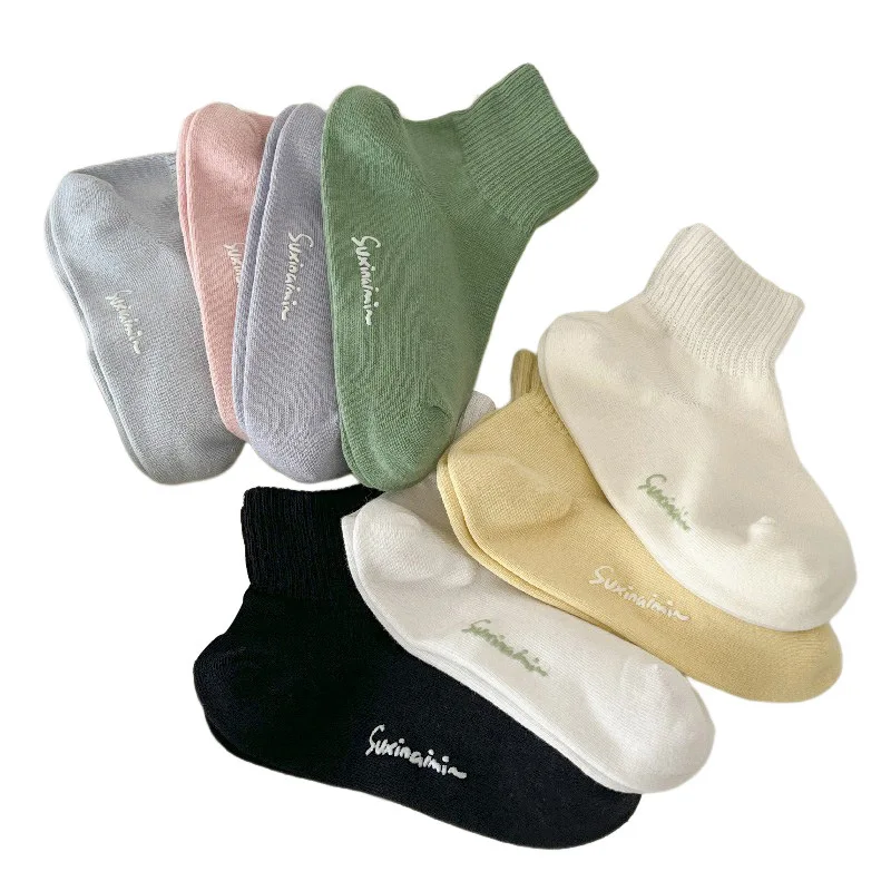 

Однотонные хлопковые носки, повседневные короткие носки