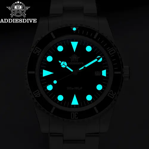 ADDIESDIVE Men's Diving Watch Stainless Steel Ceramic Bezel Quartz Watch Men's BGW9 Luminous 200m Waterproof  Men's Watch - Image 4