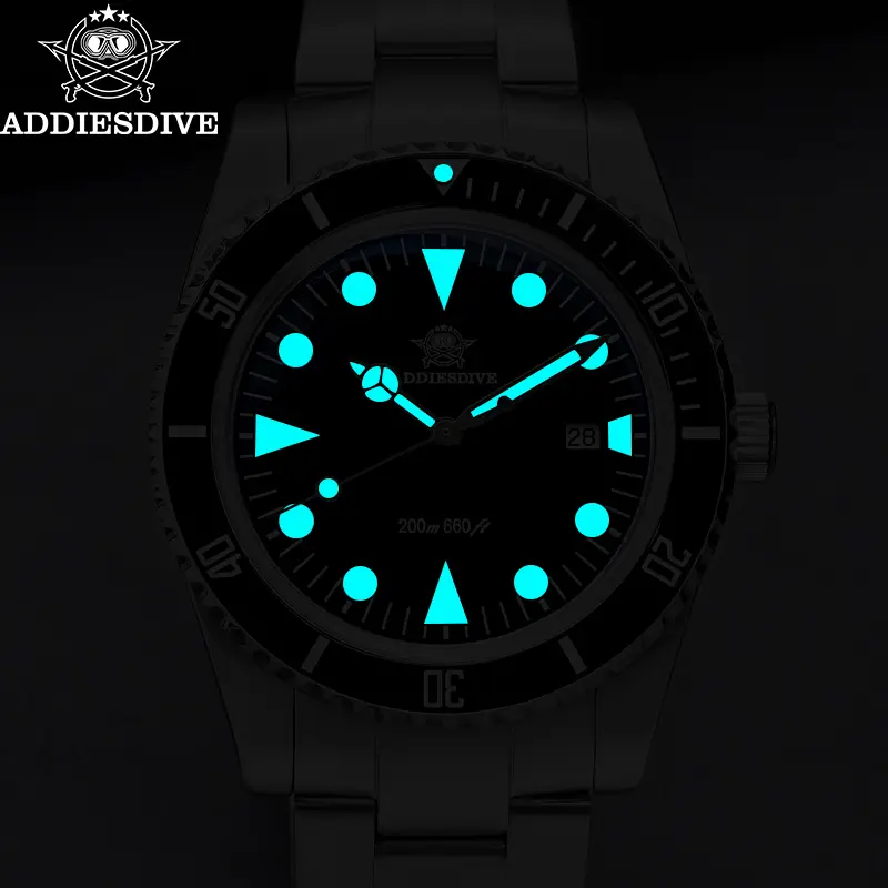 ADDIESDIVE Men's Diving Watch Stainless Steel Ceramic Bezel Quartz Watch Men's BGW9 Luminous 200m Waterproof  Men's Watch - Image 4