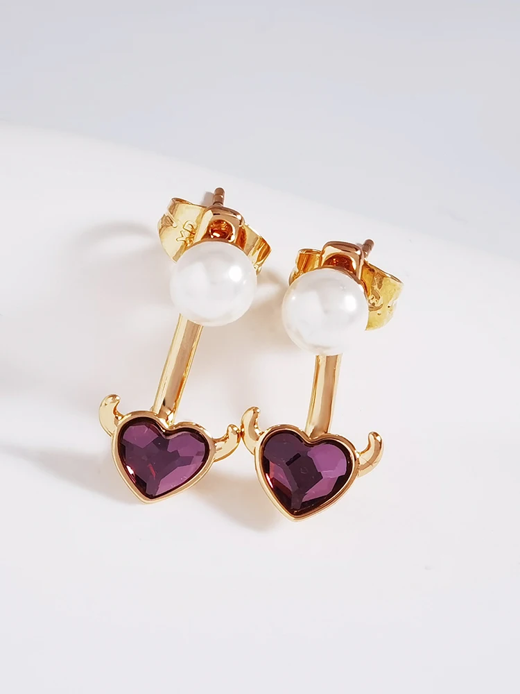 Women's Jacket Earring made with Crystals from Austria for Girls Party Fashion Heart Design Stud Earrings Valentine's Day Gifts