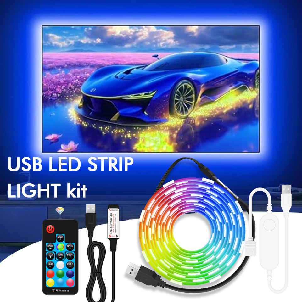 RGB 5050 LED Strip Light USB LED Strips Tape Bluetooth WIFI APP Control Flexible Ribbon TV Backlight Room Decorations Lighting