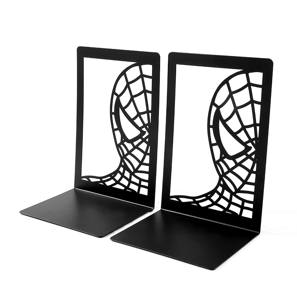 Book Organizer Book Holder Book Terminal Handsome Spider Man Hollow Book Ends Heavy Duty Metal Bookend Office Desktop Book Rack Office supplies Bookshelf for Lovers
