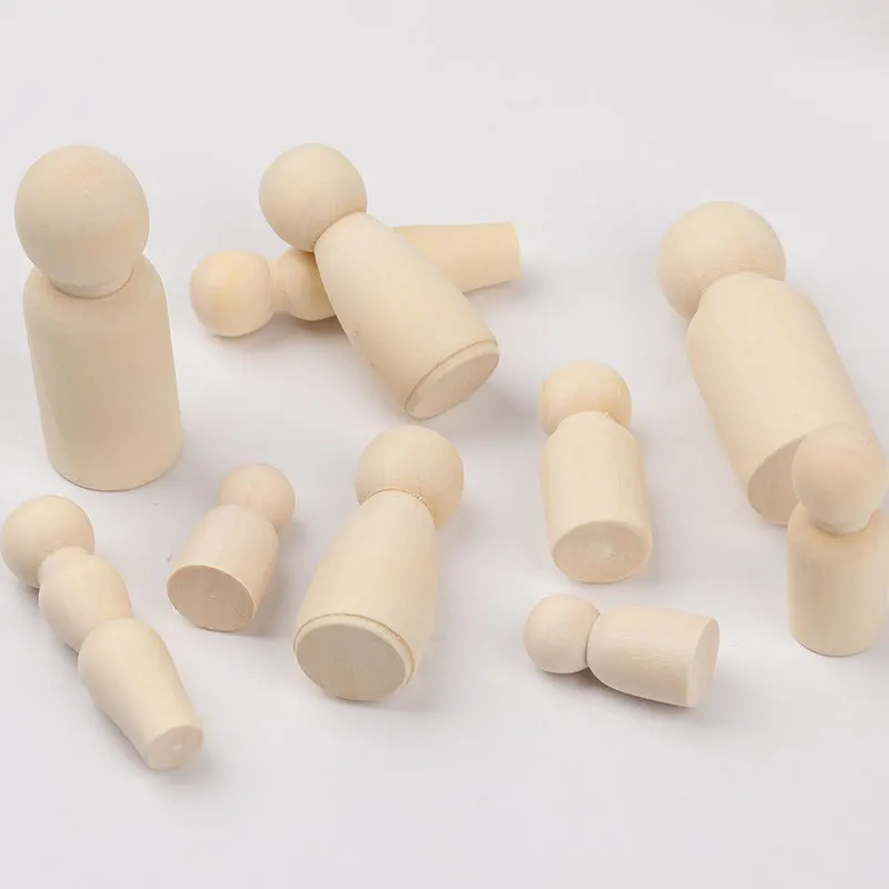 ABCPICK 50pcs Wooden Peg Dolls Natural DIY Turnings-Ready Paint-Waldorf Girl Unfinished Turnings-ready Baby Teether Wood Beads