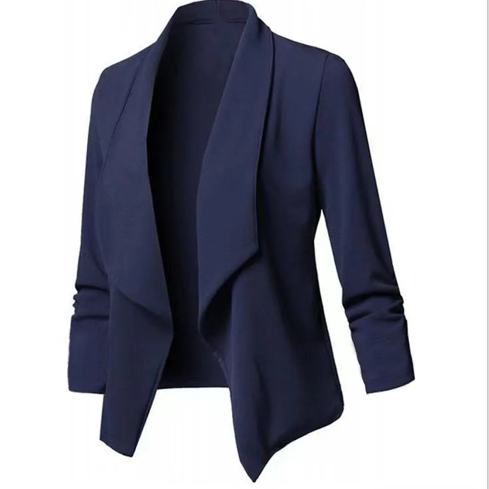 Oversized Female Blazers Notched Long Sleeve Pleated Workwear
