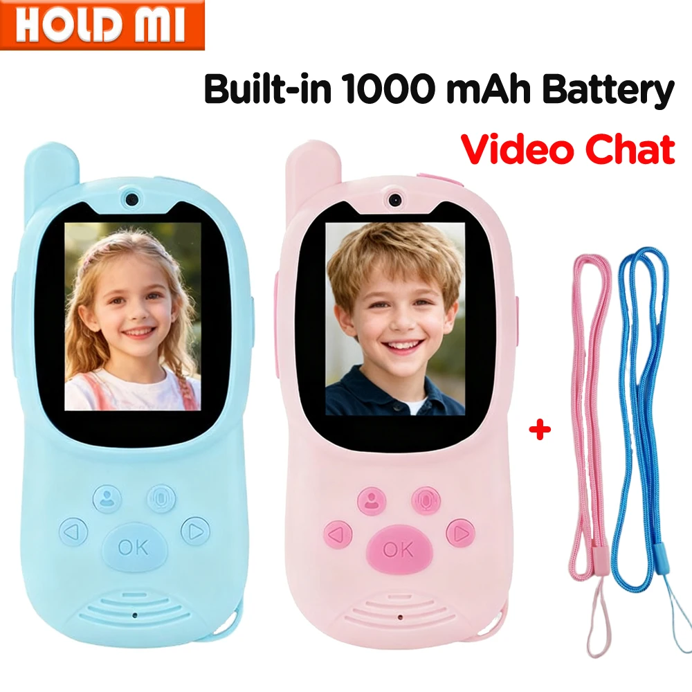 2pcs Rechargeable Video Walkie Talkies Kids Handheld Intercom Built-in Camera Video Indoor outdoor Family Games Camping Hiking