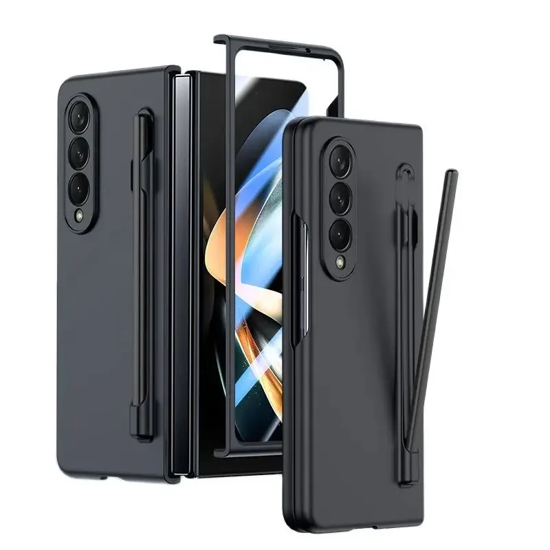 Premium Skin Feel Shockproof Phone Case with Pen Slot - Hard PC Protection Cover for Samsung Galaxy Fold Series