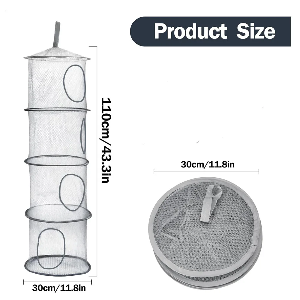 Mesh Hanging Storage Space Saver Bags Organizer Foldable Storage Organizer 4 Compartments Toy Basket for Kids Room