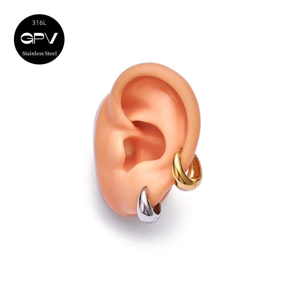 2PCS 316L Medical Stainless Steel Earrings With A Niche Design Women's Perforated Jewelry Light Luxury Ear Rings 6