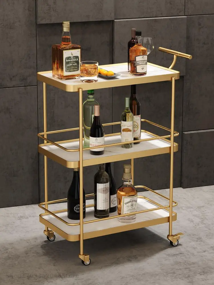 Hotel Restaurant Upscale Wine Cart Three-layer Trolley Cake Tea Cart Home Mobile Food