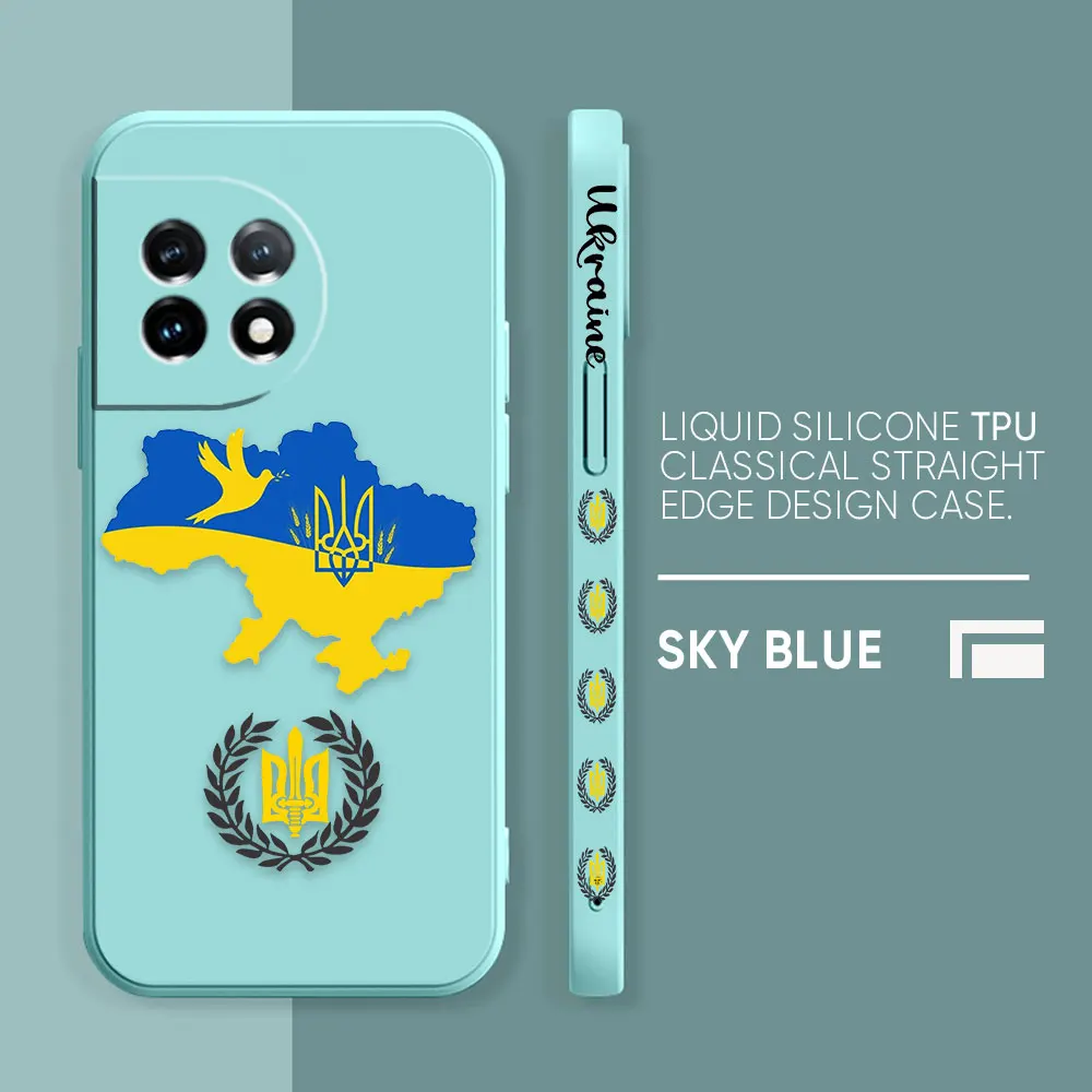 thumbnail image 1 of Case For Oneplus 5 6 9 9R 8 8T 7 7T A3 2 2V NORD 3 2 Lite Pro Simple Liquid Silicone Case Flag Of Ukraine Insignia, 1 of 5