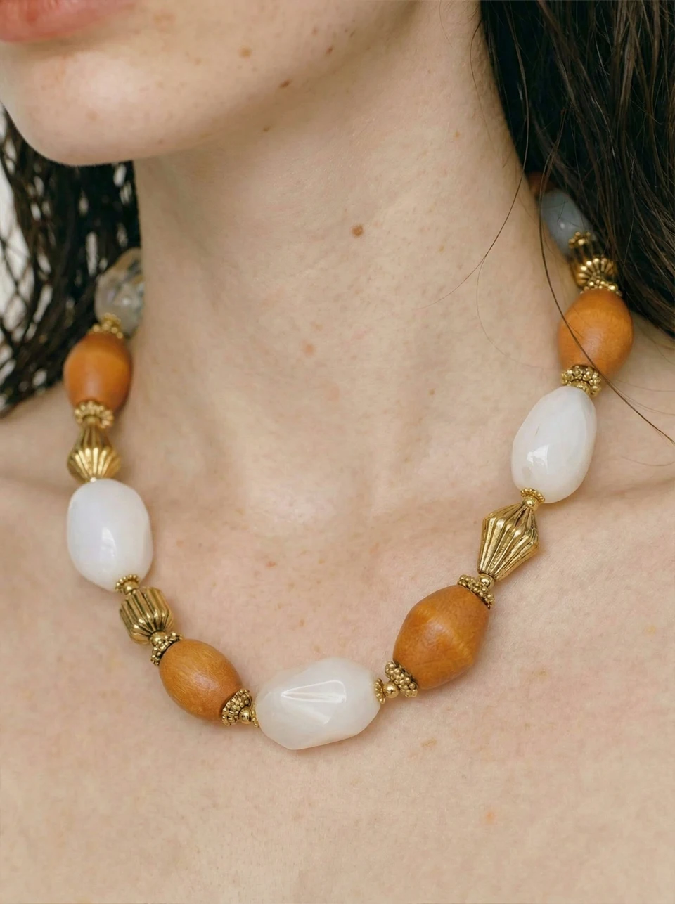 Yhpup Wasserdichte Handgefertigte Schmuck-Halskette mit Harz- und Holzperlen, Statement-Kette, Modische 2026 Halskette, Schmuckzubehör – Detail 3