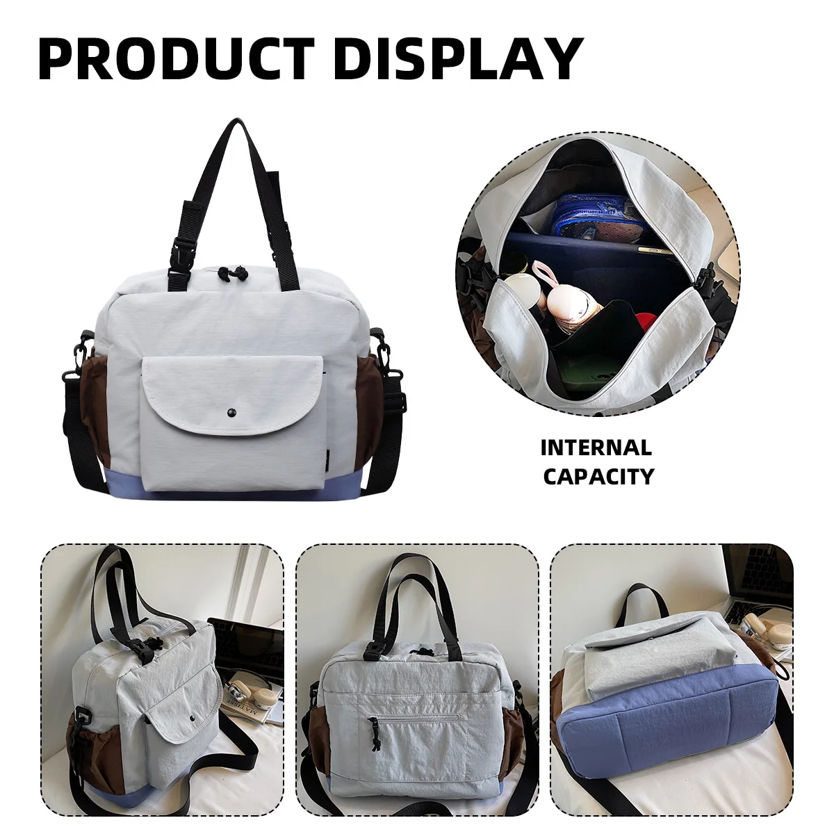 Japanese Style New Fashion Tote Bag for Going Out, Commuting Shoulder Bag, Casual Large Capacity Canvas Tote Bag for Female Students Attending Classes or Tutoring