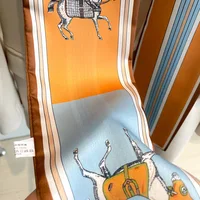 Fashion New Small Silk Scarf Women Tie Bag Headband Horse Printing Hairband Korean Style Neckerchief Ribbon Luxury Brand 6
