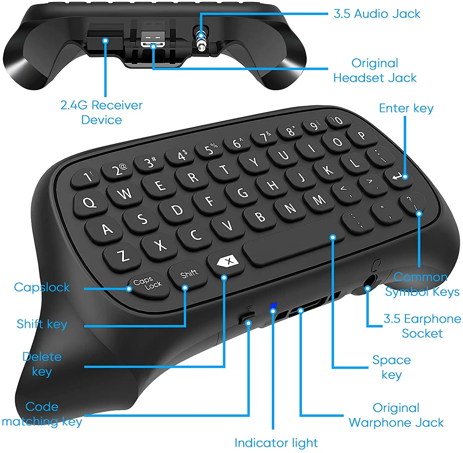 Mini clavier de jeu avec prise audio et casque, manette de jeu, compatible  avec Xbox Series X, S, One, S, 2.4 mesurz, nouveau - AliExpress