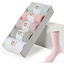 

5 pairs Solid color women socks Casual Cotton socks four Seasons socks for women soft comfortable white color long socks