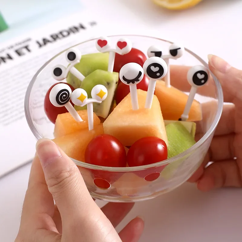 Mini Skewers Cute Cartoon Eyes Kawaii Lunch Bento Box Food Fruit Picks Fork Sticks Sandwich Toppers Decor Fork Fruit Fork Food Toothpicks Food Picks 10Pcs/Set