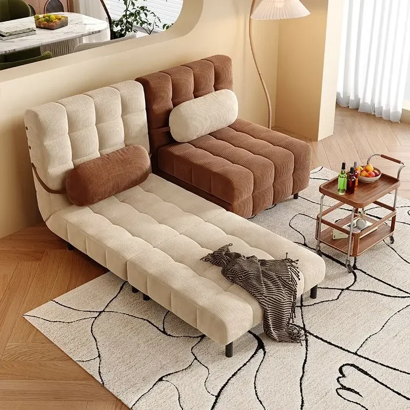Folding Dual-purpose Small Apartment Living Room Retro Multi-functional Sofa Bed Single Sofas Furniture French Cream Sofa Bed