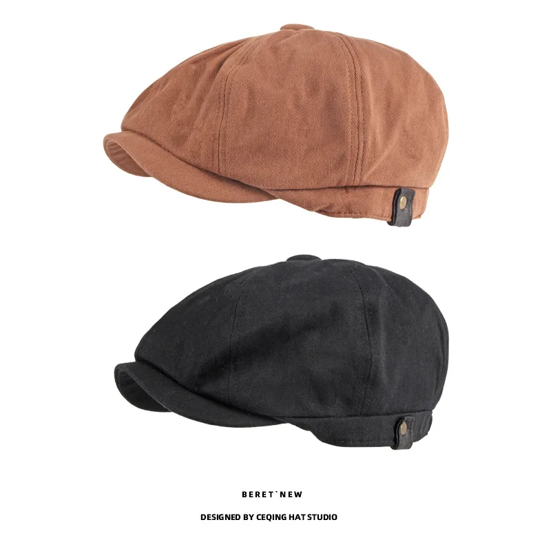 Men's Octagonal Newsboy Hat Cotton Cap French Style