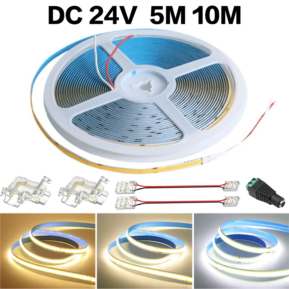DC24V COB LED قطاع أضواء عالية الكثافة مرنة ديود مصباح لاصق 3000-6500K ...
