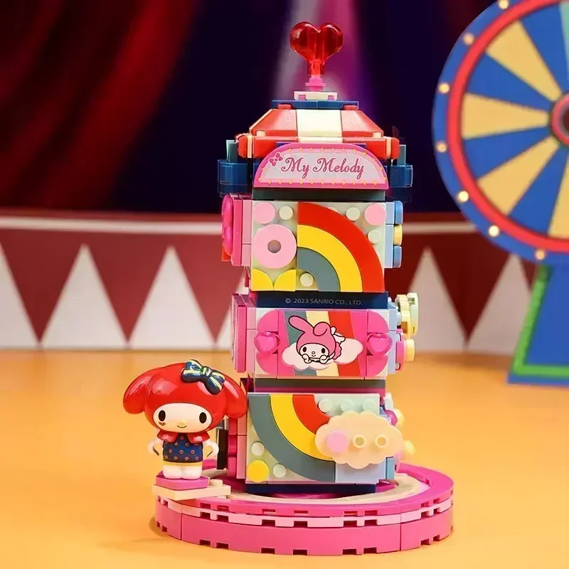 New Keeppley Sanrio Building Blocks Magic Circus Kawaii Kuromi Hello Kitty Pochacco Assembled Model Toy Christmas Gift