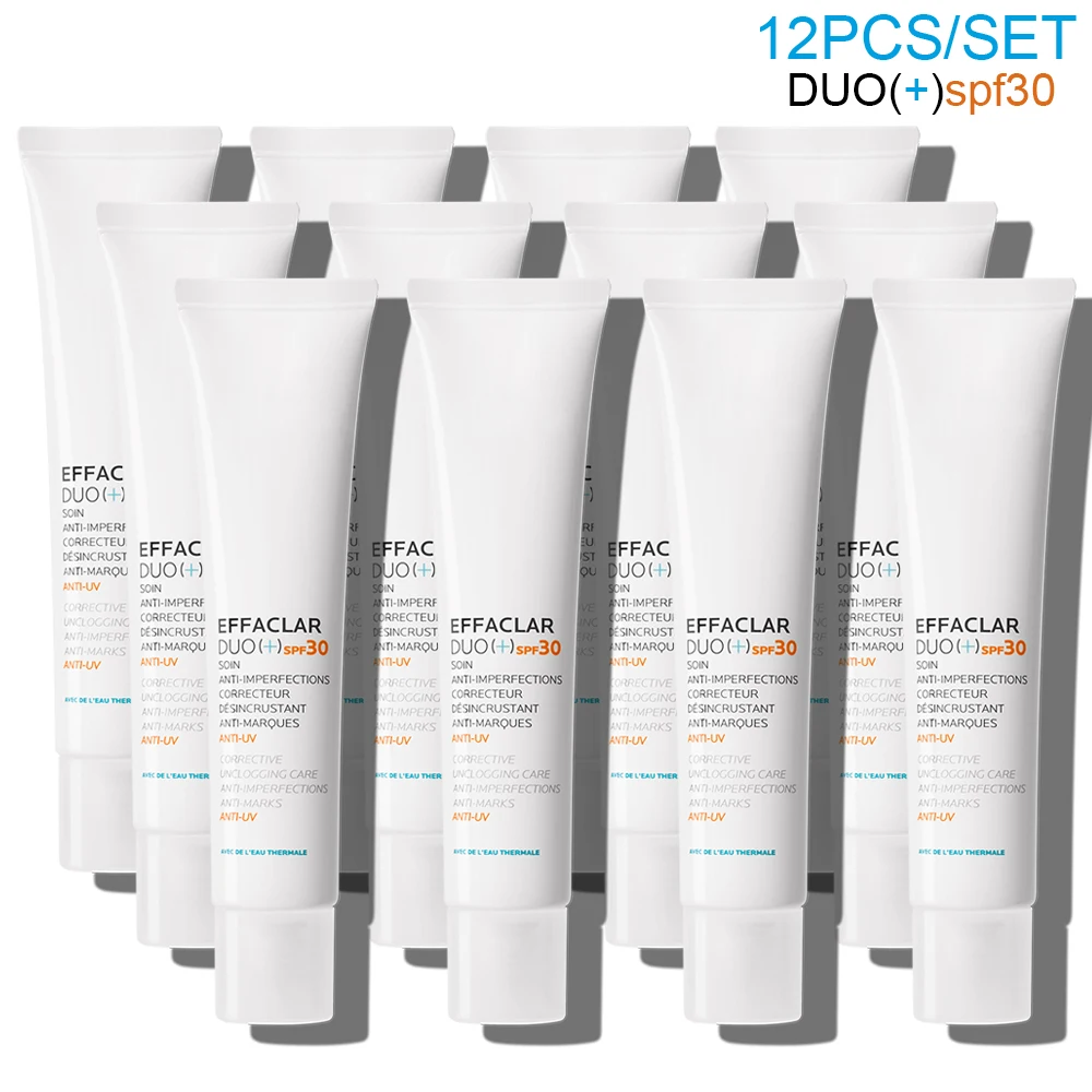 12 Pz Effaclar Duo(+) Spf30 Soin Anti-Imperfezioni Desincrustant Anti-Marquers Duo + Suncream Anti-Uv Dou Con Spf 30 I 40Ml