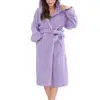 Robe de nuit à lacets absorbant l'eau pour femme, cardigan à capuche, longueur mi-aclf, chemise de nuit pour couple, peignoir pour lieu d'optique, sourire, hiver