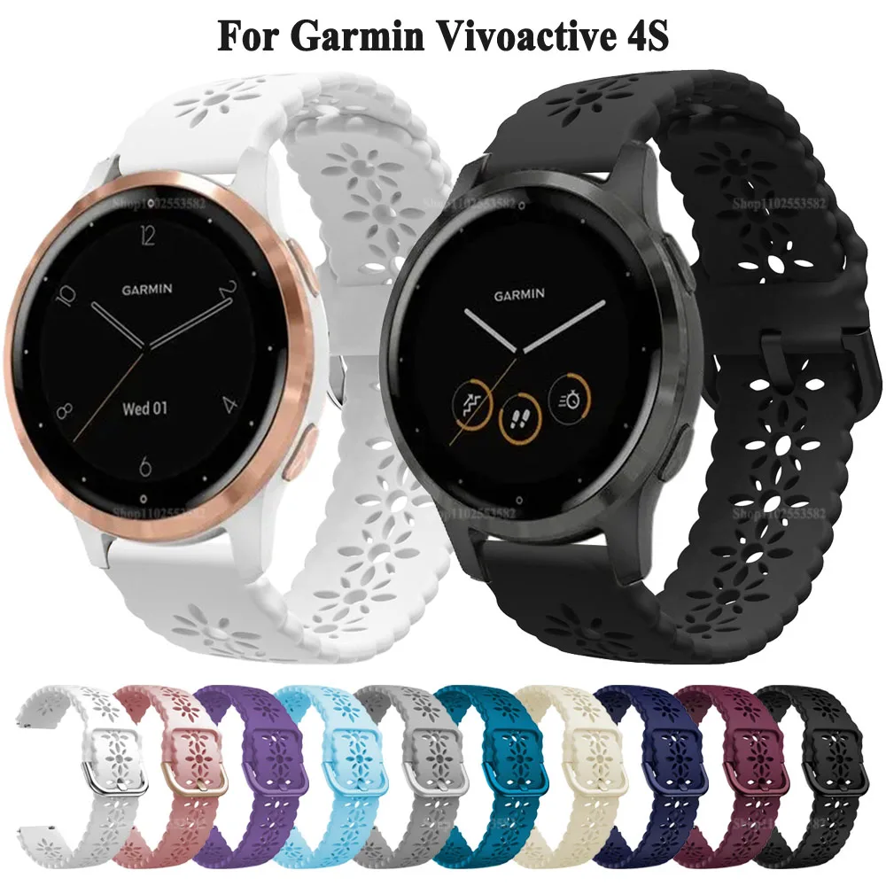 

Силиконовый ремешок для наручных часов, 18 мм, для Garmin Vivoactive 4S Venu 3S 2S Forerunner 265S 255S Vivomove 3S, браслет с цветной пряжкой