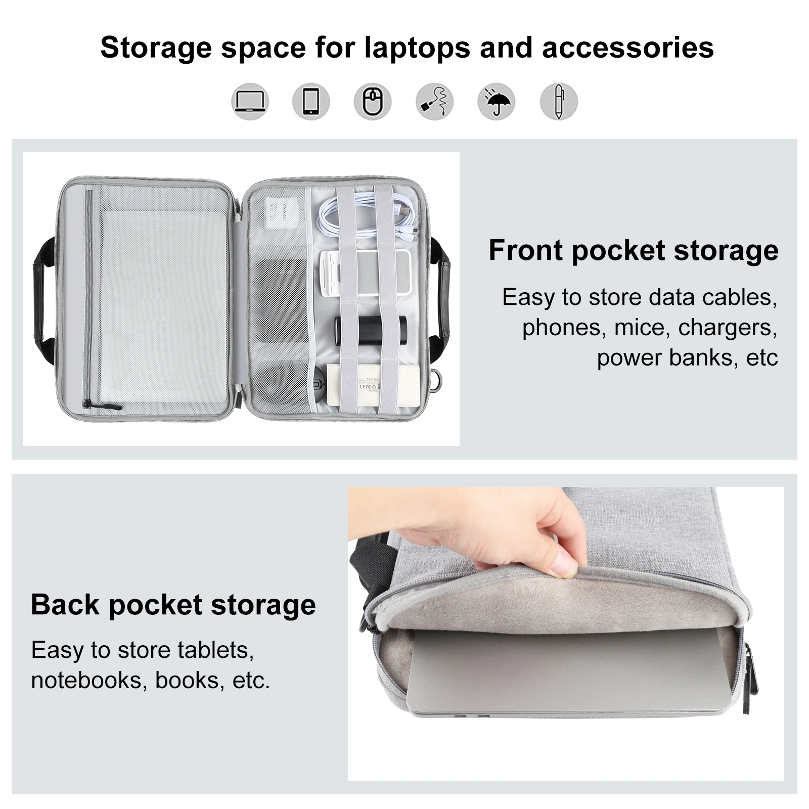 Haweel-impermeável Crossbody Laptop Bolsa Pasta Notebook Case Manga para Macbooklenovo Asushp Bolsa de Computador 1316 - Imagem 4