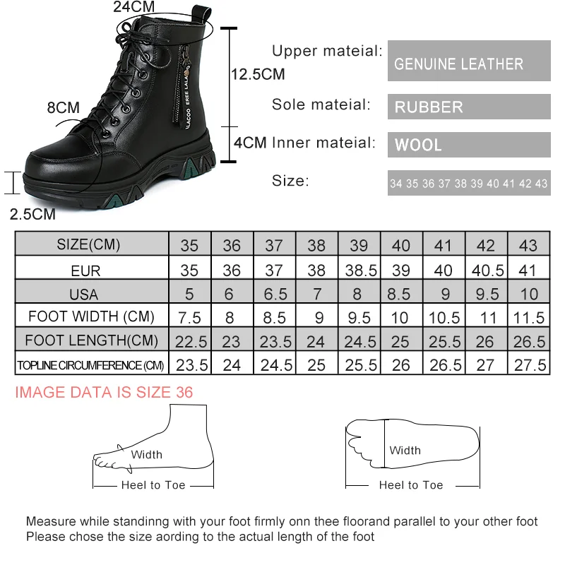 AIYUQI Women Winter Boots 2024 New Large Size Genuine Leather Women Short Boots Non Slip Natural Wool Women's Snow Boots