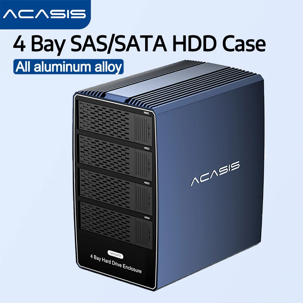 아카시스 4베이 2.5/3.5인치 SAS/SATA 외장 하드 드라이브 인클로저 USB-C to USB-A/C 케이블 HDD 도킹 스테이션 sas 하드 케이스