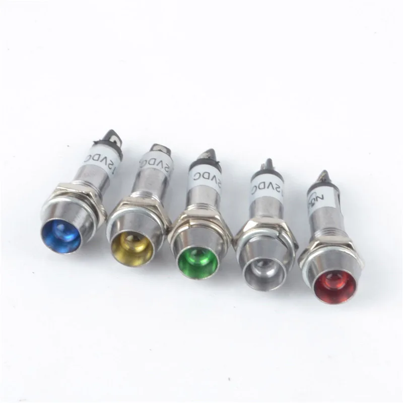

1pcs LED 8mm Metal Indicator lights 24V waterproof Signal lamp and LED light Signal Convex lamp XD8-1 5 colors