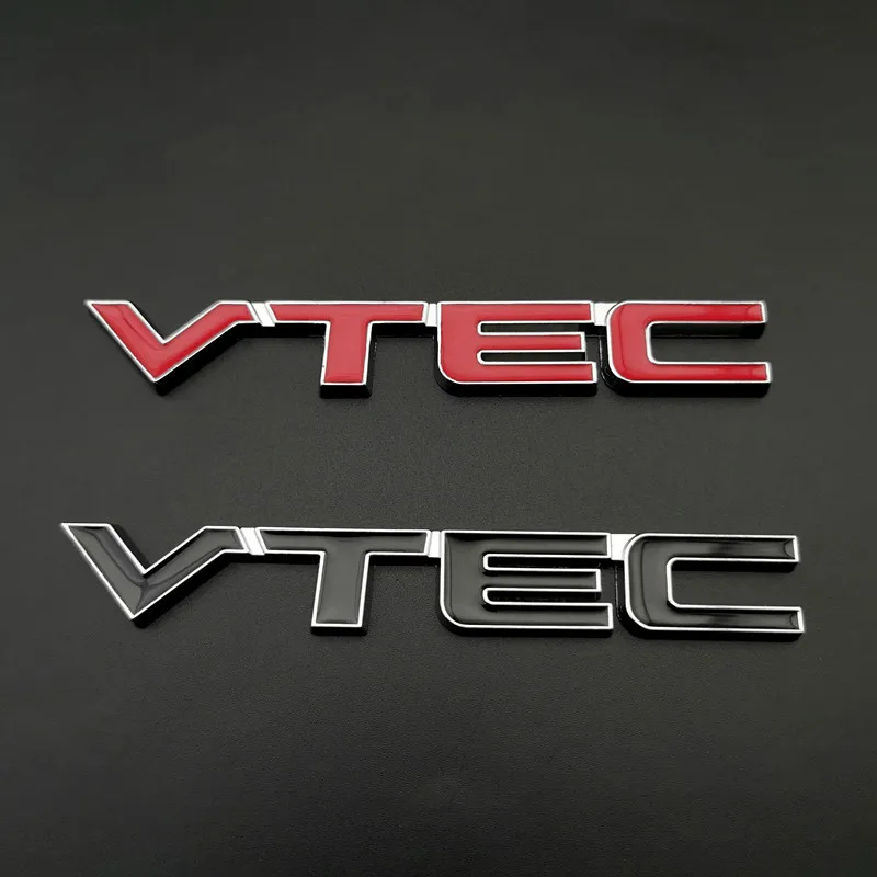 

3D Metal Red Black Logo VTEC Emblem Car Fender Badge Trunk Decal for Civic CRV New Fit VTEC Modification Rear Tail Trunk Stikcer