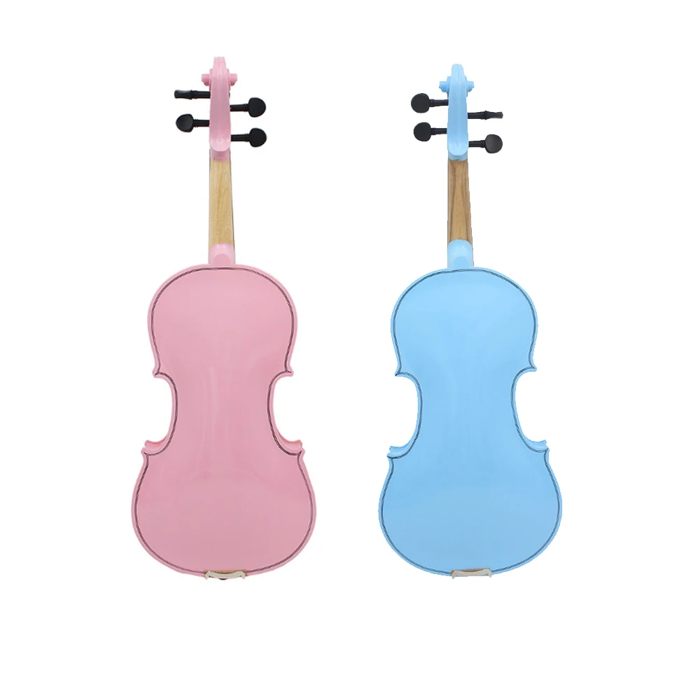 4/4 Full Size Solid Wood Acoustic Violin for Violin Beginner with Bow Case White Blue Pink Color Fiddle