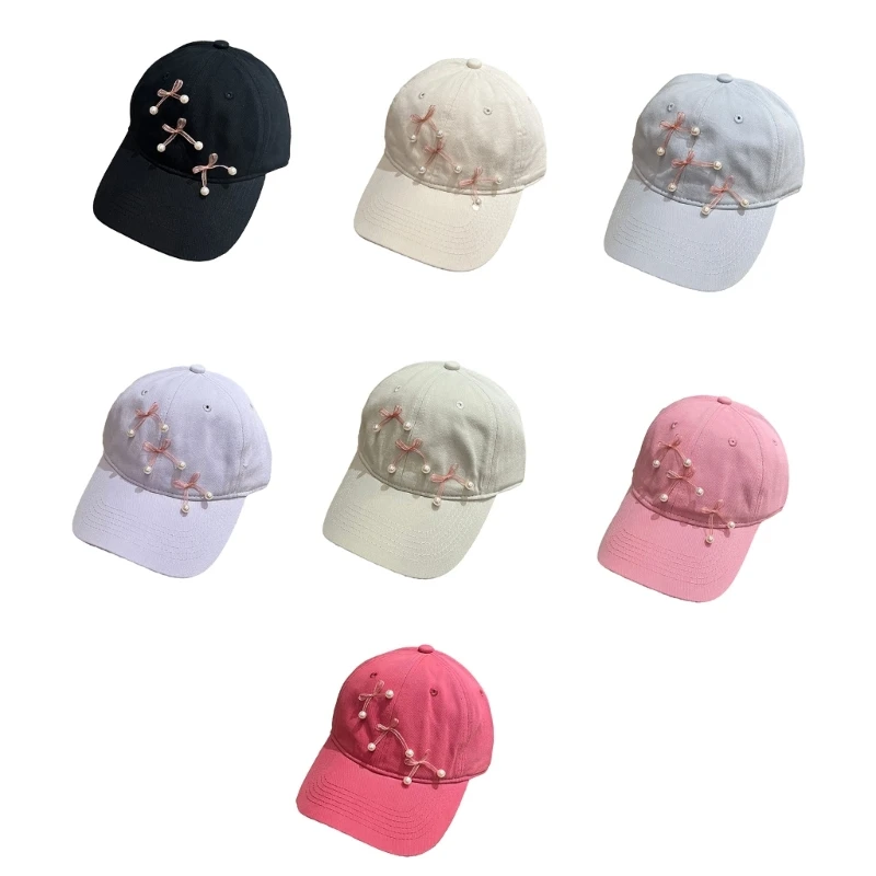 

Fashion Ribbon Bows Baseball Hat for Girl Long Brims Soft Baseball Hat Women Sunproof Peaked Hat Adjustable Sun Hat