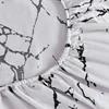 White Bed Sheet with Elastic Band Marbling Printed Single/Queen/King Size Fitted Bed Sheets for Double Beds All-around Bed Cover 4