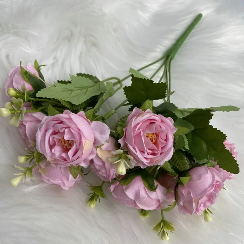 Elegant White Peony and Gypsophila Faux Flower Bouquet