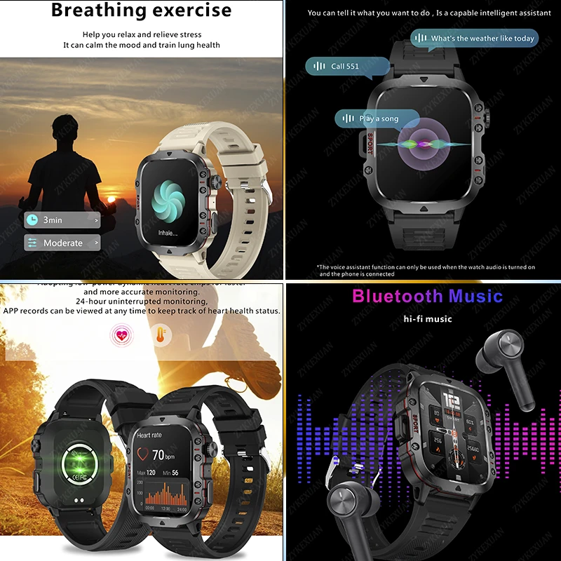 Smart Watch 2025 For Xiaomi New Rugged Military GPS Smart Watch Men Bluetooth Call Health Monitoring AI Voice Sports Waterproof Smartwatches