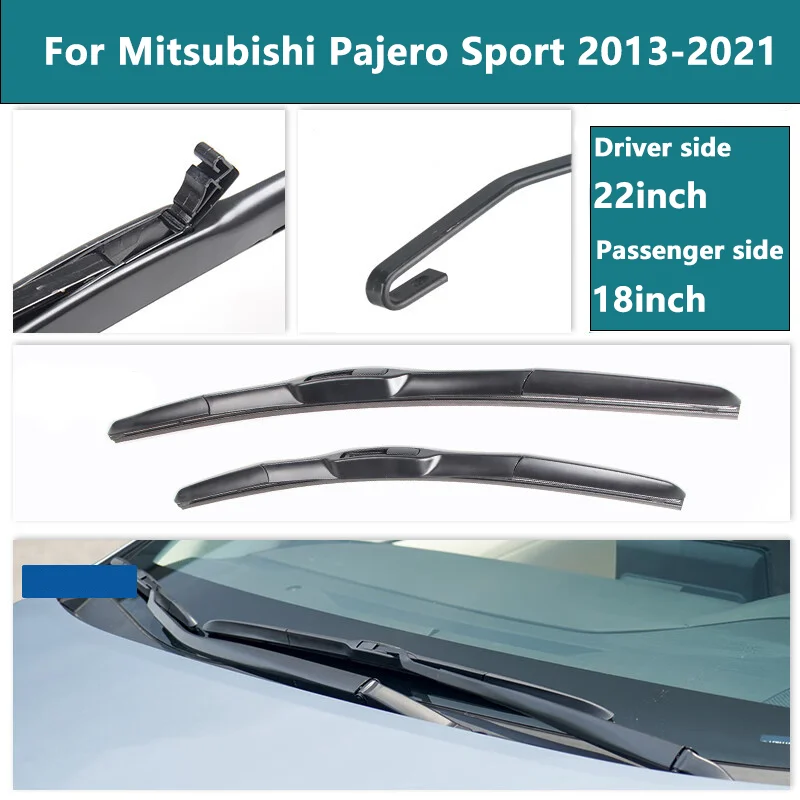 Car Wiper Blade Blades For Mitsubishi Pajero Sport 2013-2021 22"+18" Windshield Windscreen Clean Rubber Silicon Cars Wipers 2