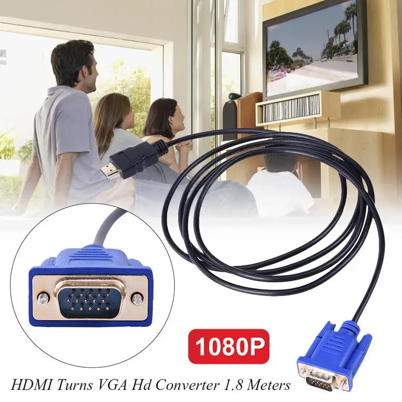 HDM I-compatialble Cable To VGA Adapter Digital 1080P HD With Audio Converter Adapter HDM I VGA Connector Cord For TV BOX 1.8M