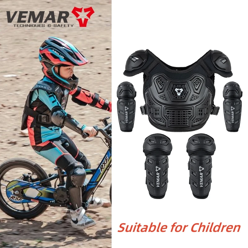 VEMAR Kid's Motorcycle Armor Vest Protection Motocross Body Jacket Elbow Kneepads Moto Full Armor Children