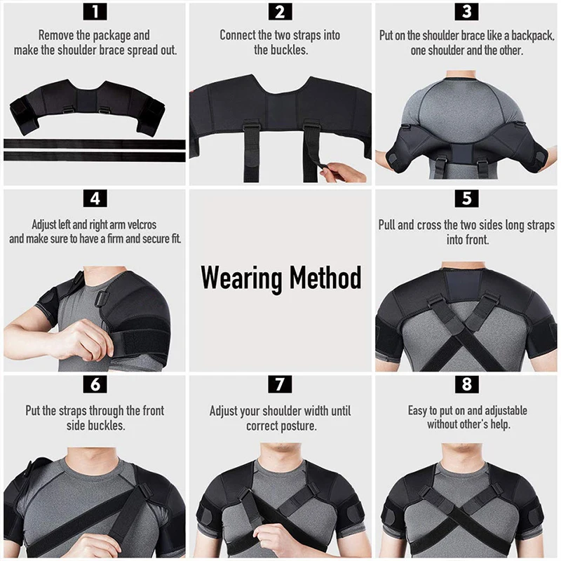 Double Shoulder Brace for Women & Men,Shoulder Pain Relief Double Shoulder Support,Adjustable Shoulder Brace for Rotator Cuff