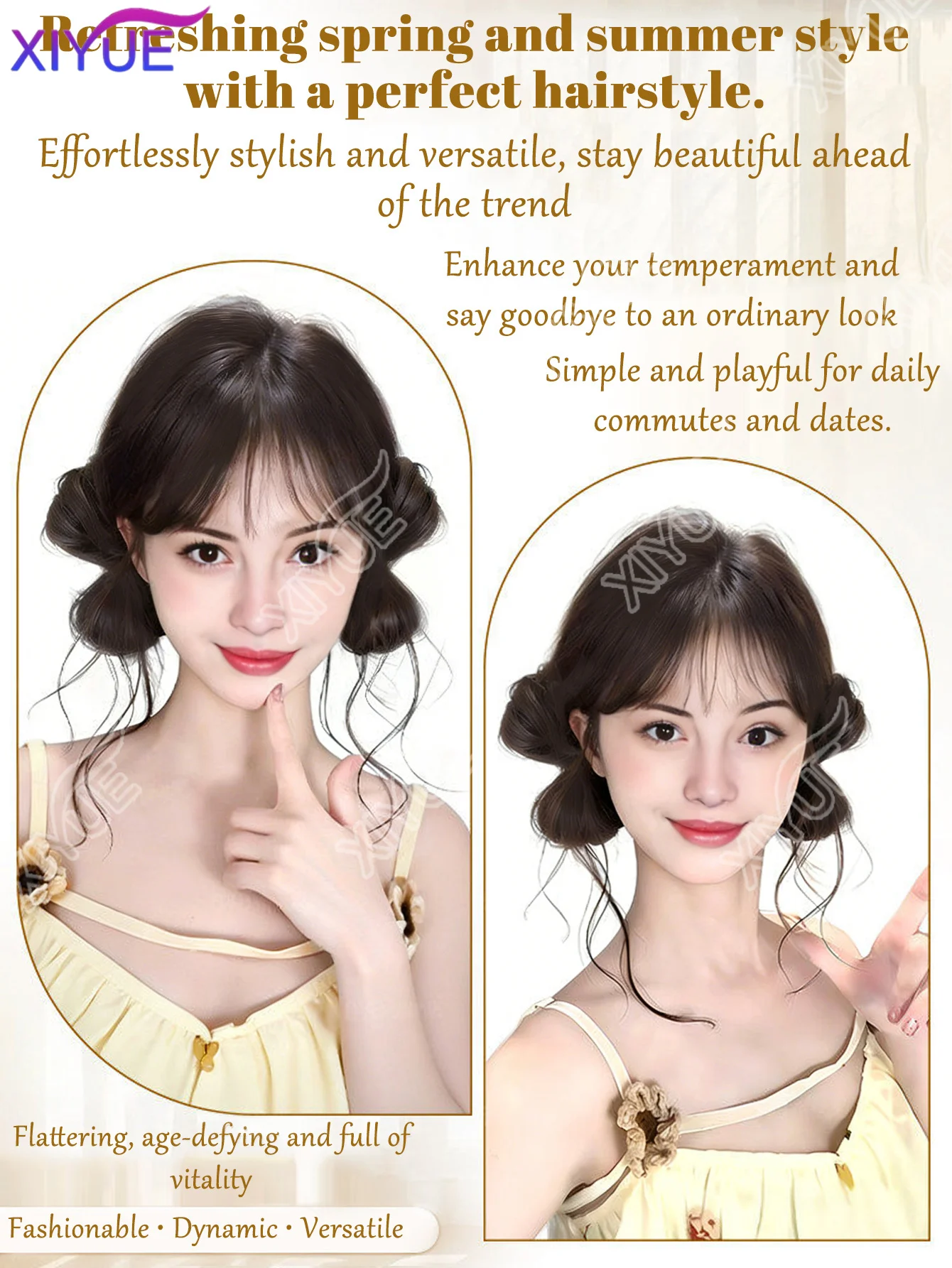 XIYUE 여성용 리본 매듭 클로 클립 헤어 번, 우아한 내추럴 포니테일 연장, 드래곤 비어드 합성 시뇽 가발