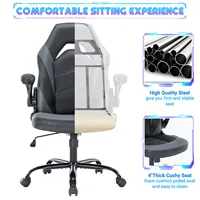 JHK Ergonomic Office Computer Home Gaming Desk Chair Adjustable PU Leather Racing Chair Flip-up Armrest For Christmas Furniture - Image 5