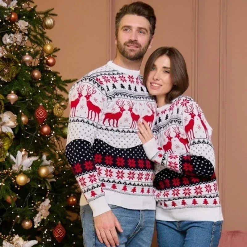 2023 Winter Christmas Men Women Unisex Sweaters Casual Loose Knitwear Warm Thicken Couples Matching Outfits Pullover Top Jumpers