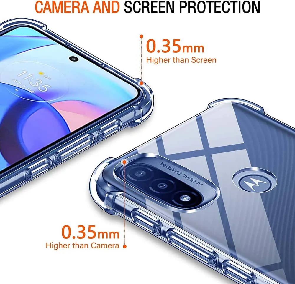 모토로라 모토 E20 E30 E40 E22 E22i E32 E32s E6 플레이 E6s E7 플러스 E13 E14 E7파워용 1.5MM 두께 에어백 투명 케이스
