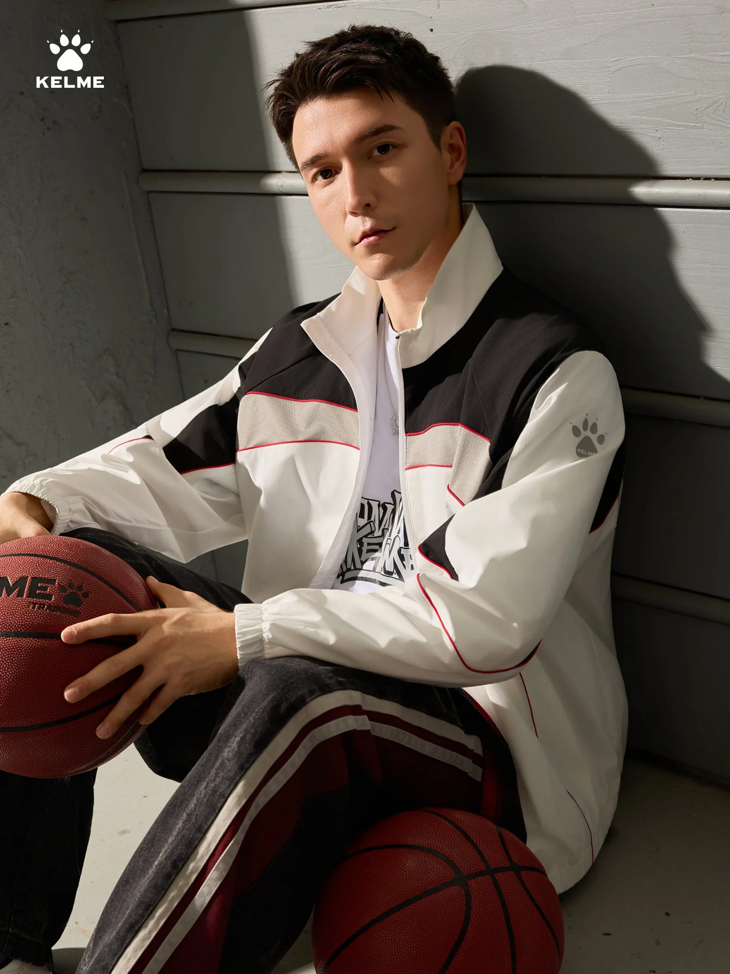 켈미 농구 시리즈 우븐 자켓 레트로 스탠드 칼라 컬러 블록 교복 스프링 2026 신상 남성 지퍼 자켓