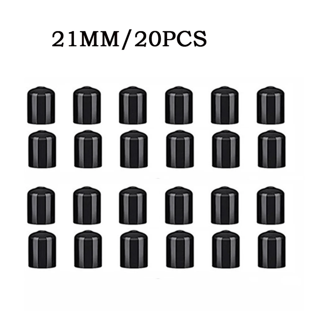 

20pcs 19/20/21MM PVC Vinyl Plastic & Rubber Care Round End Cap Thread Cover Steel Pipe Plastic Tube Protect Universal Black