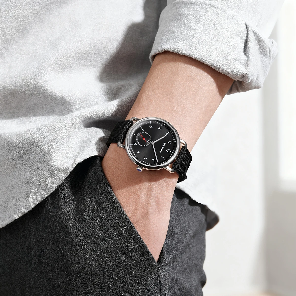 BERNY Goldene Herrenuhren, schlanker, modernistischer Stil, klassisch, elegant, Quarz-Armbanduhr, schlicht, lässig, leicht ablesbare Herrenuhr – Detail 10